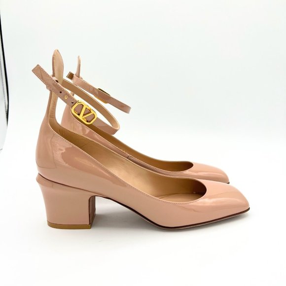 Valentino Garavani Patent Leather Ankle Strap Pumps w Valentino VLOGO Charm - Picture 6 of 11